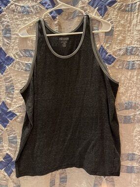Men's Charcoal Gray Tank Top with Contrast Trim